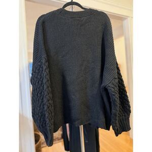 Sanctuary Sweater Plus Size 3X Black Chunky Cable Knit Pullover